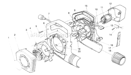 Blower Assembly Diagram and Parts List for 51575 39000001-399999991993 Toro Leaf Blower / Vacuum
