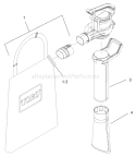 Vacuum Tube And Bag Assembly Diagram and Parts List for 51589 200000001-200999999 - 2000 Toro Leaf Blower / Vacuum