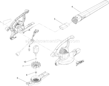 Impeller and Tube Assembly Diagram and Parts List for 51593 270000001-2709999992007 Toro Leaf Blower / Vacuum