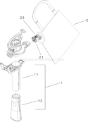 Vacuum Tube and Bag Assembly Diagram and Parts List for 51598 270000001-2709999992007 Toro Leaf Blower / Vacuum