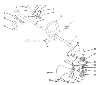Handle Assembly Diagram and Parts List for 51638 4900001-49999991994 Toro Trimmer