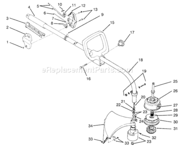 Handle Assembly Diagram and Parts List for 51653 5900001-59999991995 Toro Trimmer