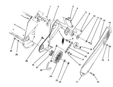 Pulley & Belt Cover Assembly Diagram and Parts List for 38175 2000001 - 2999999 Toro Snow Blower
