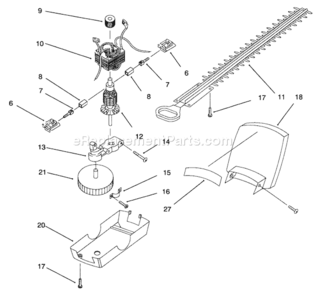 Motor And Blade Assembly Diagram and Parts List for 51819 690000001-6999999991996 Toro Trimmer