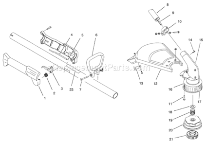 Boom And Trimmer Assembly Diagram and Parts List for 51906 69000001-699999991996 Toro Trimmer