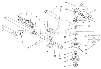Boom And Trimmer Assembly Diagram and Parts List for 51908 690000001-6999999991996 Toro Trimmer