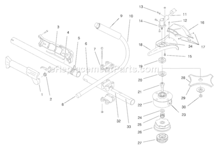 Boom And Trimmer Assembly Diagram and Parts List for 51909 790000001-7999999991997 Toro Trimmer
