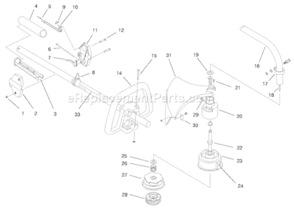 Boom And Trimmer Assembly Diagram and Parts List for 51912 79000001-799999991997 Toro Trimmer