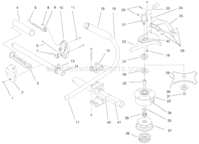 Boom and Trimmer Assembly Diagram and Parts List for 51919 79000001-799999991997 Toro Trimmer