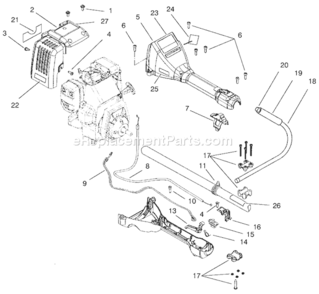 Handle & Upper Boom Assembly Diagram and Parts List for 51921 79000001-799999991997 Toro Trimmer
