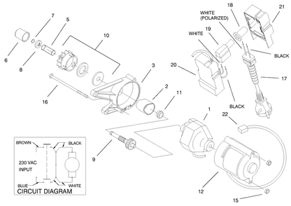 Motor & Switch Housing Assembly (230 Volt)(Model No. 38178) Diagram and Parts List for 38175 9900001 - 9999999 Toro Snow Blower