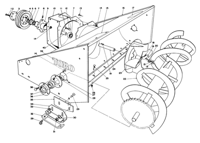 Part Location Diagram of 32-4950 Toro SPINDLE HOUSING