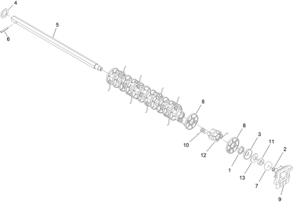 Spring Tine Assembly No. 134-7561 Diagram and Parts List for 134-7561  Toro Lawn Tractor Accessories
