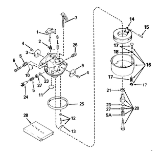 Carburetor Tecumseh No. 632334a Diagram and Parts List for 38543 3900001 - 3999999 Toro Snow Blower