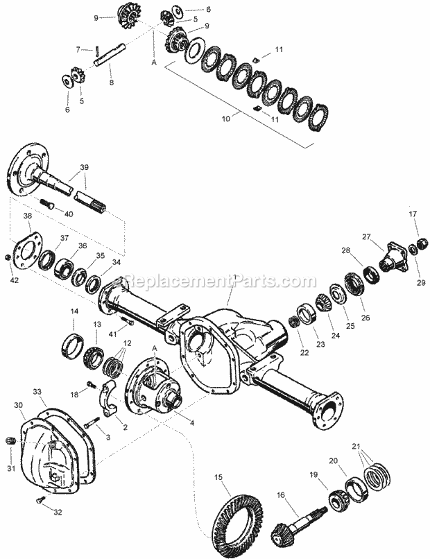 Axle Assembly Front And Rear Diagram and Parts List for 2011  Toro Lawn Tractor Accessories