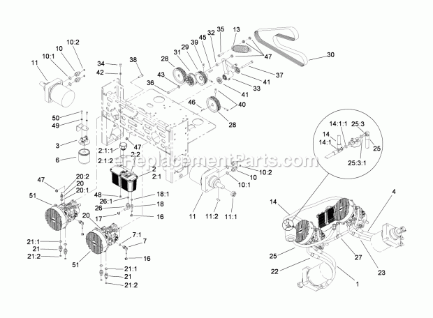 Hydraulic Assembly Diagram and Parts List for 74282 280000001-280999999 Toro Lawn Mower