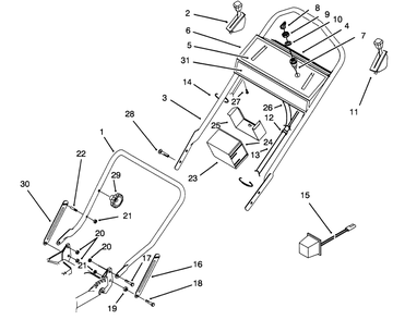 Handle Assembly Diagram and Parts List for 20766BC 59000001 - 59999999 Toro Lawn Mower