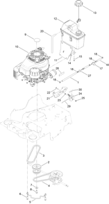 Engine And Fuel Tank Assembly Diagram and Parts List for 22205TE (315000001-315999999)(2015) Toro Lawn Mower