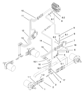 Hydraulic Motors Assembly Diagram and Parts List for 22305A 991312 - 991313 Toro Lawn Tractor Accessories
