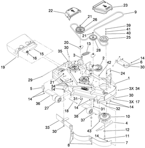 Deck Assembly Diagram and Parts List for 74941CP (310000001-310999999)(2010) Toro Lawn Mower