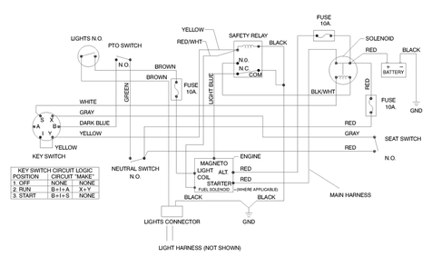 Electrical Schematic Diagram and Parts List for 71201 8900001 - 8999999 Toro Lawn Tractor