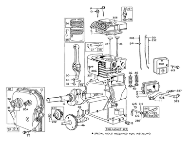 Engine Briggs & Stratton Model No. 100292 Diagram and Parts List for 58110 2000001 - 2999999 Toro Tiller