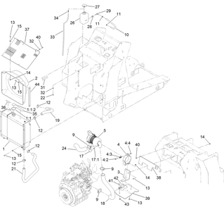 Radiator And Air Cleaner Assembly Diagram and Parts List for 22327HD 401900000 - 401999999 Toro Lawn Tractor Accessories