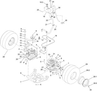 Ground Drive Assembly Diagram and Parts List for 72523 406990733-411599999 Toro Lawn Mower