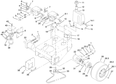 Hydraulic & Drive System Diagram and Parts List for 30187 795001 - 799999 Toro Lawn Tractor Accessories