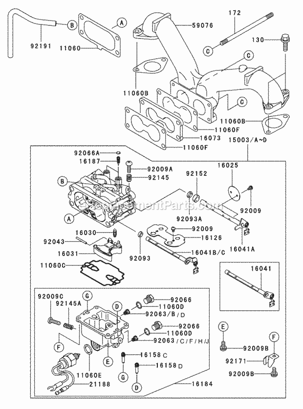 Carburetor Assembly Kawasaki Fh601v-Ds06 Diagram and Parts List for 74179 230006001-230007000 Toro Lawn Mower