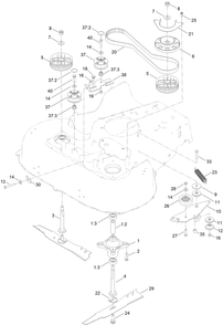 Spindle And Belt Assembly Diagram and Parts List for 21199HD 413000000 - 999999999 Toro Lawn Mower