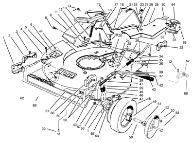 Housing Assembly Diagram and Parts List for 22045B 6900001 - 6999999 Toro Lawn Mower