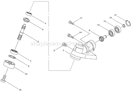 Gearcase Assembly Diagram and Parts List for 53003 895001-8999991998 Toro Trimmer