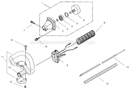 Clutch And Handle Assembly Diagram and Parts List for 53008 990001-9999991999 Toro Trimmer