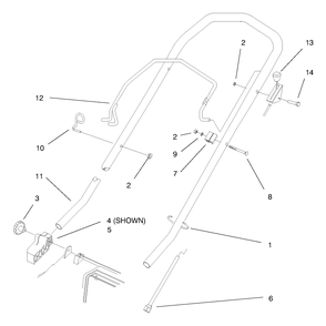 Handle Assembly Diagram and Parts List for 20913 890000001 - 899999999 Toro Lawn Mower