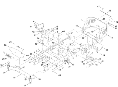 Frame Assembly Diagram and Parts List for 75316TA 409330000 - 411419999 Toro Lawn Tractor