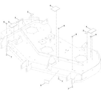 54 Inch Deck And Decal Assembly Diagram and Parts List for 74882 315000001 - 315999999 Toro Lawn Tractor