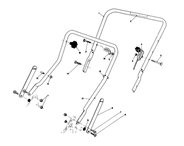 Handle Assembly Diagram and Parts List for 20563 1000001 - 1999999 Toro Lawn Mower