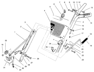 Handle Assembly Left Side Diagram and Parts List for 38072 7900001 - 7999999 Toro Snow Blower