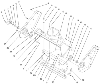 Auger Housing Assembly Diagram and Parts List for 38409 9900001 - 9999999 Toro Snow Blower