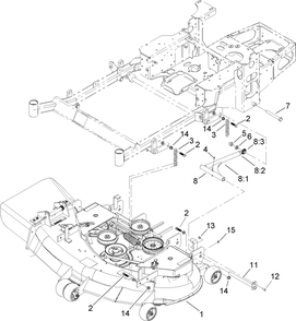 Deck Connection Assembly Diagram and Parts List for 74411TE (250000001-250999999)(2005) Toro Lawn Mower