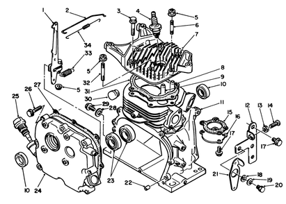Crankcase Assembly Diagram and Parts List for 58402 5000001 - 5999999 Toro Edger
