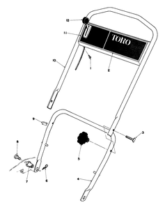 Handle Assembly Diagram and Parts List for 18090 9000001 - 9999999 Toro Lawn Mower