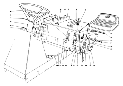 Seat & Steering Wheel Assembly Diagram and Parts List for 56145 4000001 - 4999999 Toro Lawn Tractor