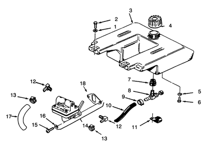 Fuel System Diagram and Parts List for 73320 3900001 - 3999999 Toro Lawn Tractor