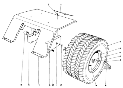 Rear Tire And Fender Assembly Diagram and Parts List for 55152 0000001 - 0999999 Toro Lawn Tractor