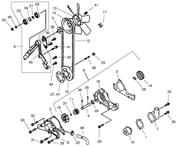 Water Pump Assembly Diagram and Parts List for 73545 8900001 - 8999999 Toro Lawn Tractor