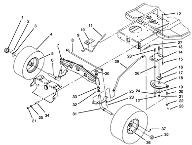 Front Axle Assembly Diagram and Parts List for 71213 59000001 - 59100000 Toro Lawn Tractor