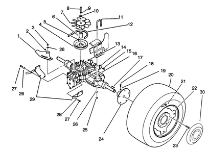 Rear Wheel And Transmission Assembly Diagram and Parts List for R2-16BE01 2000001 - 2999999 Toro Lawn Tractor
