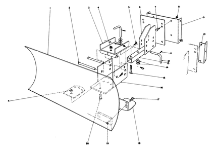 Grader Blade Assembly Model 59099 Diagram and Parts List for 38080 1000001 - 1999999 Toro Snow Blower